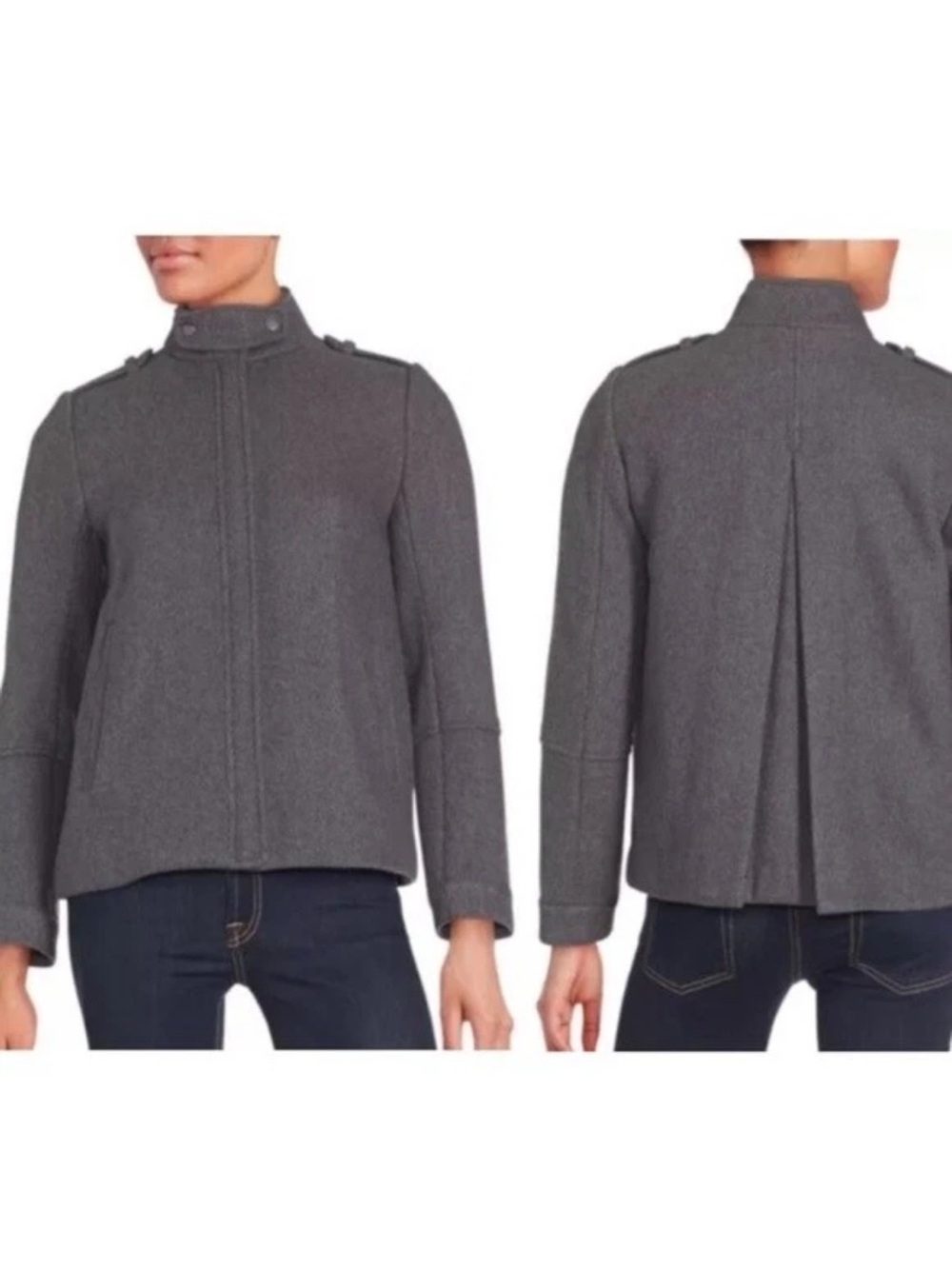 VINCE Grey Wool Pleated Coat Jacket Women’s 8 9156